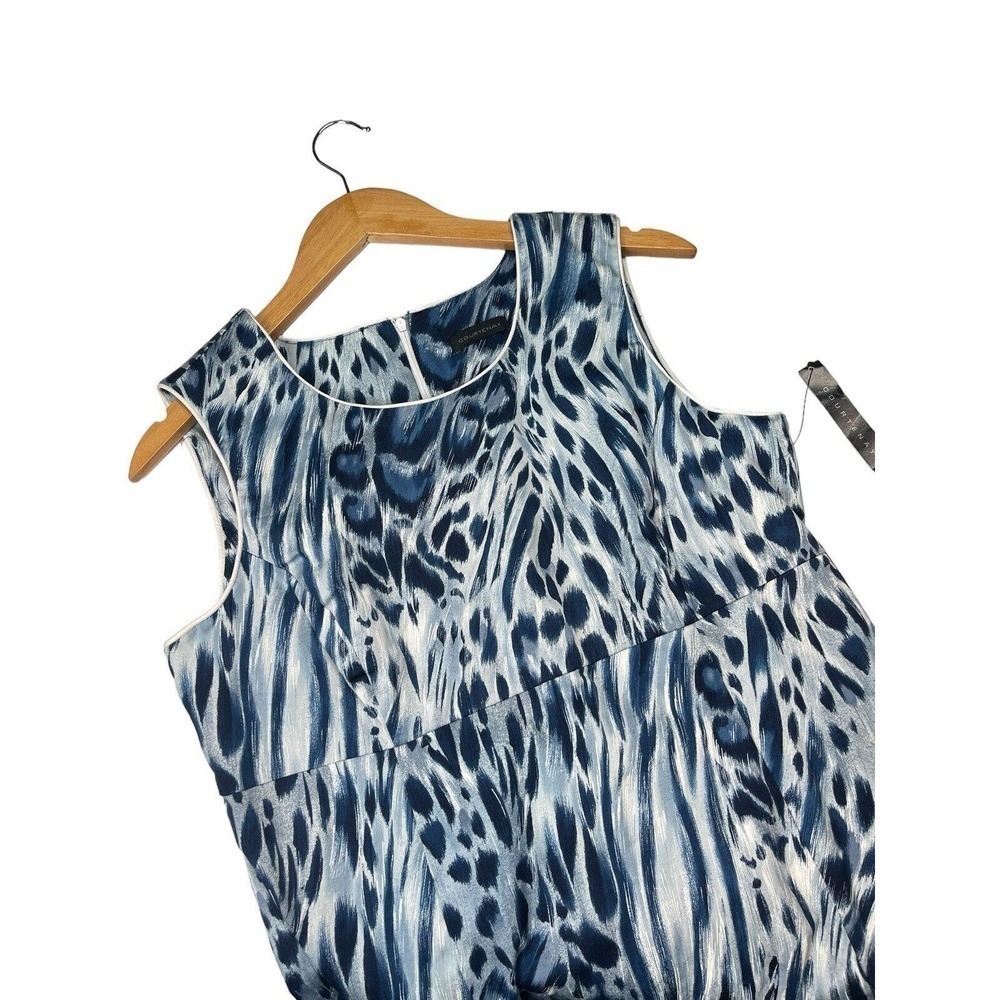 Courtenay Leopard Sheath Dress Blue Size 12 Sleeveless NWT - Picture 6 of 8